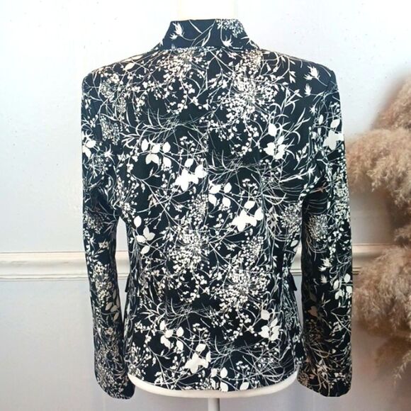 Villager Liz Claiborne Co. Black & White floral jacket/ blazer sz 12 Whimsigoth - Picture 7 of 10